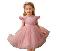 Generisch Robe en maille pour enfant - Élégante robe de princesse pour petite fille, Rose, 5-6 ans