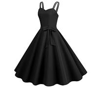 Generisch Robe en tricot pour femme - Décontractée - Sans manches - Années 1950 - Femme au foyer - Robe de soirée - Robe maxi pour femme - Hiver, Noir , S