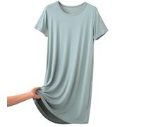 Generisch Robe fourreau noire pour la maison et les loisirs, manches courtes, col rond, pour le printemps et l'été, en tissu éponge, robe de plage pour femme, Vert clair., 3XL