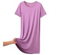 Generisch Robe fourreau noire pour la maison et les loisirs, robe à manches courtes col rond pour le printemps et l'été, robe de plage en tissu éponge pour femme, Violet foncé., 3XL