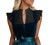 Generisch Robe gothique en dentelle - Chemisier traditionnel à manches courtes - Blanc - Pour fête de la bière - Col en V - 34 à 54 - Piège à mouches Vénus - Costume cosplay, Noir , XXL