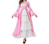 Generisch Robe gothique - Robe de cosplay médiévale pour femme - Élégante robe de cour pour Halloween - Bottes médiévales - Taille XL