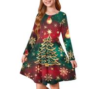 Generisch Robe imprimée pour fille 2026, vert, 9-10 ans