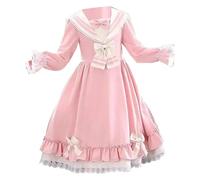 Generisch Robe Lolita à manches longues à volants et nœud papillon pour fille - Tenue de ballet, rouge, 160