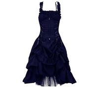 Generisch Robe Lolita pour femme - Robe de bal victorienne gothique élégante à volants et jupe trapèze pour Halloween, carnaval, cosplay, fête médiévale ou événement gothique