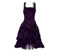 Generisch Robe Lolita pour femme - Robe de bal victorienne gothique élégante à volants et jupe trapèze pour Halloween, carnaval, cosplay, fête médiévale ou événement gothique