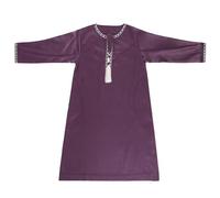 Generisch Robe Manteau Printemps et Grande Cravate Ronde Manches Longues Milieu Musulman Arabe Jeunesse Casual Robe Gilet de Travail, lilas, 9-10 ans