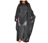 Generisch Robe maxi pour femme - En satin - Avec manches longues - Abaya - Islam - Caftan, Noir , taille unique