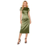 Generisch Robe maxi sans manches dos nu pour invités de mariage avec col en cascade, dos ouvert et cordon de serrage en soie, robe de bal formelle pour femme, Vert armée., L