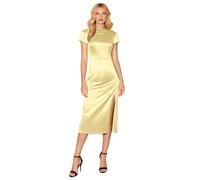 Generisch Robe maxi sans manches, dos nu pour invités de mariage avec col en cascade, dos ouvert et cordon de serrage en soie, robe de bal formelle pour femme, robe élégante bleue, jaune, L