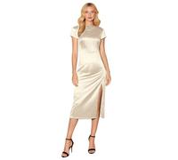 Generisch Robe maxi sans manches, dos nu pour invités de mariage avec col en cascade, dos ouvert et cordon de serrage en soie, robe de bal formelle pour femme, robe élégante bleue, beige, L