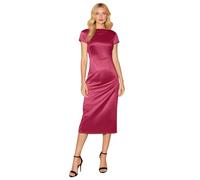 Generisch Robe maxi sans manches, dos nu, pour les invités de mariage avec col en cascade, dos ouvert et ruban de nouage en soie, robe formelle pour femme, longueur genou, corail, Bordeaux, L