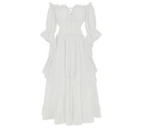 Generisch Robe médiévale élégante 2026 pour costume gothique historique à manches longues avec design fluide, Blanc., L