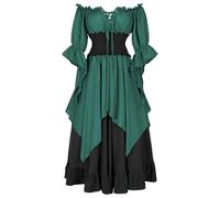 Generisch Robe médiévale élégante à manches longues pour costume historique avec design fluide, vert, M