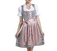 Generisch Robe midi élégante en velours pour femme - Pour la fête de la bière - Avec tablier en dentelle, rose-1, M