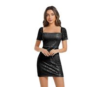 Generisch Robe midi scintillante avec paillettes dans une coupe élégante - Dos nu, parfaite pour les fêtes, les festivals, les clubs, les soirées élégantes avec un design sans manches, Noir , M