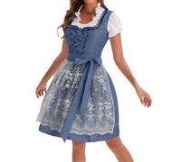 Generisch Robe midi traditionnelle Dirndl pour femme - Robe traditionnelle pour fête de la bière - Tablier Dirndl - Robes dirndl - Robes - Tablier pour fille - Chemisier Dirndl - Occasions spéciales