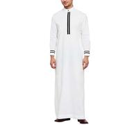 Generisch Robe musulmane pour homme - Caftan - Vêtements de prière pour homme - Robe musulmane - Islam Abaya - Ensemble Ramadan - Manches longues - Robe de prière - Robe islamique avec poches, Blanc