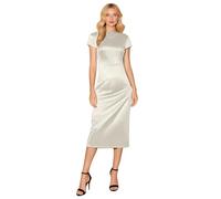 Generisch Robe noire courte pour les invités de mariage avec col en cascade, dos ouvert et cordon de serrage en soie, robe de bal formelle pour femme, robe festive moulante, Blanc., S