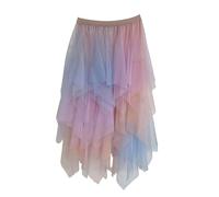 Generisch Robe peplum asymétrique multicouche avec taille haute et coupe midi fluide en maille pour une fée élégante, bleu ciel, L