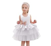 Generisch Robe pleine lune pour fille, modèle de gâteau, anniversaire d'enfant, premier anniversaire, robe de bal, costume de fée de princesse, Blanc., 80