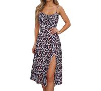 Generisch Robe portefeuille sans manches avec imprimé floral et col en V pour plus d'élégance en été, bleu, L