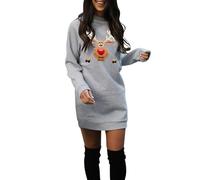 Generisch Robe pull douce avec imprimé de lettres ludique, longueur midi confortable pour la modernité, gris, S
