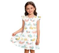 Generisch Robe sans manches avec motif de lapin de Pâques pour filles, mignonne tenue pour tout-petits, pour les fêtes, les visites à l'église ou les vacances avec motif floral, Blanc., 9-10 ans