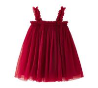 Generisch Robe sans manches en tulle pour petite fille - Costume de fête de danse - Robe de princesse, rouge, 2-3 ans