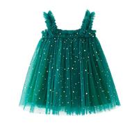 Generisch Robe sans manches en tulle pour petite fille - Robe de fête de danse - Robe de princesse, vert, 2-3 ans