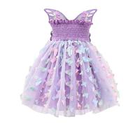 Generisch Robe scintillante pour fille, sans manches, robe de fête de fée, tutu avec nœud à paillettes étoilées, lilas, 6-7 ans