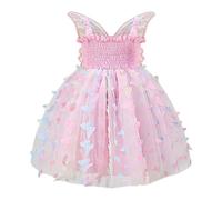 Generisch Robe scintillante pour fille, sans manches, robe de fête de fée, tutu avec nœud à paillettes étoilées, Rose, 3-4 ans