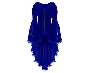 Generisch Robe steampunk pour femme - Vintage - Manteau gothique - Vêtement médiéval - Longue - Punk Hi-Low - Trench victorien - Dentelle - Carnaval - Halloween - Costume cosplay