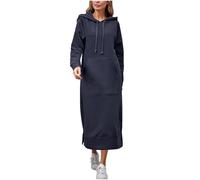 Generisch Robe sweat à capuche pour femme - Pull à capuche pour femme - Robe pull surdimensionnée - Automne - Hiver - Manches longues - Décontracté - Sweat à capuche ample - Avec poches - Couleur unie