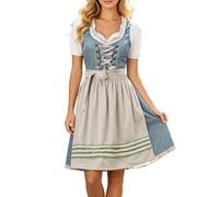 Generisch Robe traditionnelle pour femme - À manches courtes - Robe de scène, Dirndl, costume avec volants et nœud pour fête de la bière, carnaval, cosplay et Halloween, 1-blanc, M