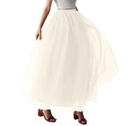 Generisch Robe tutu mi-longue pour adulte avec jupe en résille, beige, taille unique