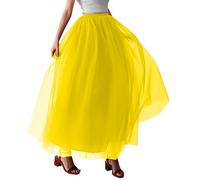 Generisch Robe tutu mi-longue pour adulte avec jupe en résille, jaune, taille unique
