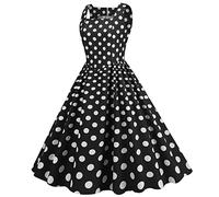 Generisch Robes à manches longues femmes décontractées sans manches années 1950 femme au foyer robe de soirée robe de soirée femmes robes maxi été 48, Noir , XL