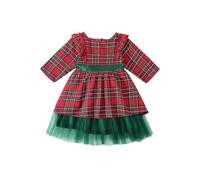 Generisch Robes de Noël pour filles - Costume de Noël - Robes de baptême - Robe de fête - Robe rouge - Pour fille, vert, 4-5 ans