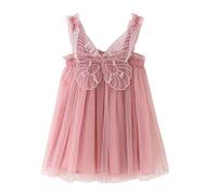 Generisch Robes de plage Robe 16 ans Bébé Été Ailes de Papillon Couches Décontractées Bébé Anniversaire Princesse Tutu Fête Plage Robes sans Manches Tulle Dentelle Enfants Robes, Rose, 2-3 ans