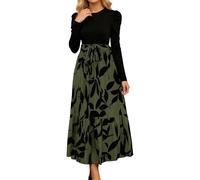 Generisch Robes élégantes pour femme - Noir - Robe florale - Longue robe festive - Élégante robe de carnaval - Robe longue - Robe d'invité de mariage - Grandes tailles - Manches longues - Robe de