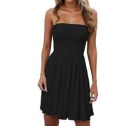 Generisch Robes pour femme Robe décontractée sans bretelles avec détails plissés pour femme comme garde-robe de base polyvalente en toutes saisons, quotidien, vacances, robe florale, robe de fête pour