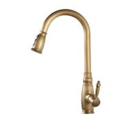 Generisch Robinet de Cuisine Mitigeur avec Douchette Extractible Laiton Antique Pivotant à 360° Eau Chaude Et Froide Poignée Unique Finition Antique