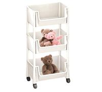 Generisch Rolling Utility Chariot de rangement en polypropylène à 4 niveaux, chariot de rangement, bibliothèque de taille d'espace | Système d'étagères modulaires avec roulettes de verrouillage