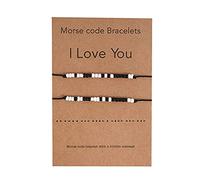 Generisch Rose Bracelet Homme Mamie Poignet Anneaux petit mignons de relations de petite Bracelets assortis Valentin 4 Pierres Bracelet Rose Anneaux (Black, One Size)