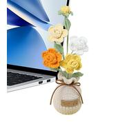 Generisch Roses crochetées faites à la main avec pot, petites en pot, fleurs de bureau, cadeau de décoration pour la maison pour les anniversaires, la fête des mères