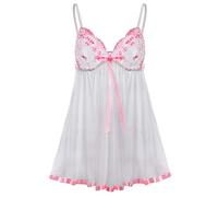 Generisch S-6XL Dentelle Vêtements de nuit Pyjamas Plus Pyjamas Corset Femme Ventre Sexy, Rose, 4XL