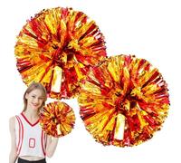 Generisch s Cheer Lot de 2 pompons de pom-pom girl rouge et blanc avec poignée en aluminium durable, accessoires de fantaisie, outils de jubilation pour danse sportive et rallyes PEP