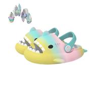 Generisch Sabots de requin pour enfants - Antidérapants - Doux et confortables, Poudre jaune et verte, 22/23 EU