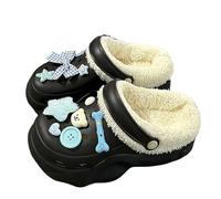 Generisch Sabots unisexes doublés pour l'hiver - Pour le jardin - Pour homme et femme - Chauds - Imperméables - En peluche - Pour l'intérieur et l'extérieur, Noir 01, 37 EU